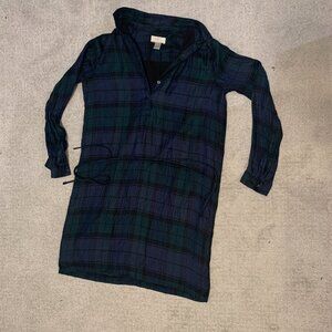 LOFT paid shirt dress with tie-waist size XS petit